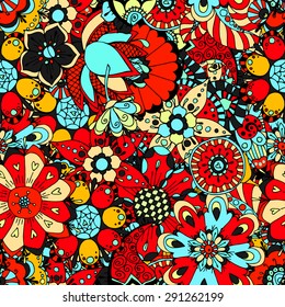 Seamless Floral Pattern. Vector illustration. Hand Drawn Texture