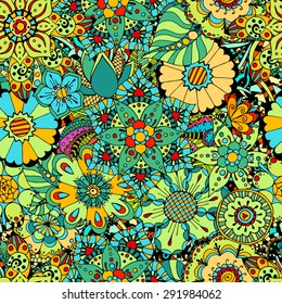 Seamless Floral Pattern. Vector illustration. Hand Drawn Texture