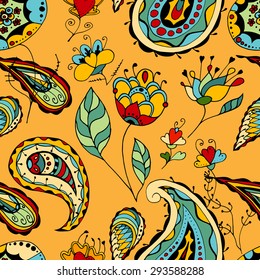Seamless Floral Pattern. Vector illustration. Hand Drawn Texture