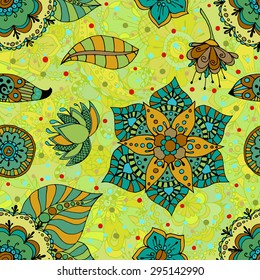 Seamless Floral Pattern. Vector illustration. Hand Drawn Texture