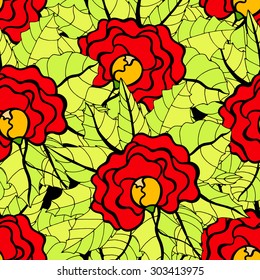 Seamless Floral Pattern. Vector Illustration. Hand Drawn Floral Texture, Decorative Flowers