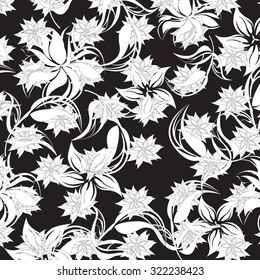  Seamless floral pattern. Vector illustration with tropical flowers - Illustration Leaf, Pattern, Flower, Floral Pattern, Tropical Climate 