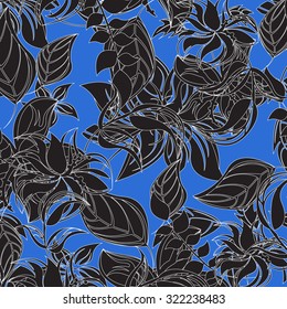  Seamless floral pattern. Vector illustration with tropical flowers - Illustration Leaf, Pattern, Flower, Floral Pattern, Tropical Climate 