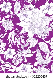  Seamless floral pattern. Vector illustration with tropical flowers - Illustration Leaf, Pattern, Flower, Floral Pattern, Tropical Climate 