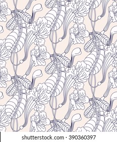 Seamless floral pattern. Vector illustration with tropical flowers on a light background for your design