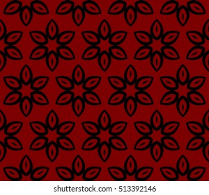 Seamless floral pattern. Vector illustration. for design invitation, background, wallpaper. black on red