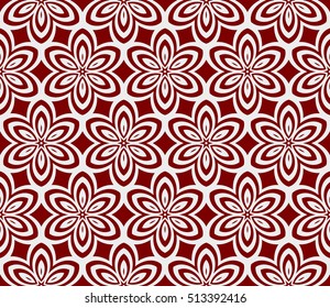 Seamless floral pattern. Vector illustration. for design invitation, background, wallpaper. ethnic ornament. silver on red