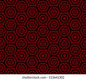 Seamless floral pattern. Vector illustration. for design invitation, background, wallpaper. black on red