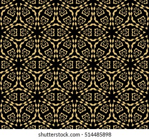 seamless floral pattern. vector illustration. for interior design, backgrounds, card, textile industry. gold on black