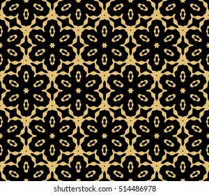 seamless floral pattern. vector illustration. for interior design, backgrounds, card, textile industry. gold on black