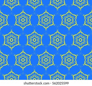 Seamless floral pattern. vector illustration. For design, wallpaper, background fills, fill, card, banner, flyer. Ethnic ornament. blue, yellow color