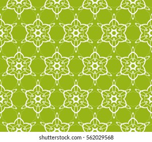 Seamless floral pattern. vector illustration. For design, wallpaper, background fills, fill, card, banner, flyer. Ethnic ornament. green, silver color