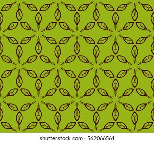 Seamless floral pattern. vector illustration. For design, wallpaper, background fills, fill, card, banner, flyer. Ethnic ornament. green, dark red color