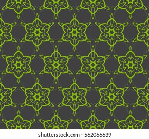 Seamless floral pattern. vector illustration. For design, wallpaper, background fills, fill, card, banner, flyer. Ethnic ornament. green, grey color
