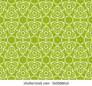 Seamless floral pattern. vector illustration. For design, wallpaper, background fills, fill, card, banner, flyer. Ethnic ornament. green, silver color