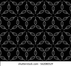 Seamless floral pattern. vector illustration. For design, wallpaper, background fills, fill, card, banner, flyer. Ethnic ornament. black, silver color