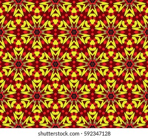 Seamless floral pattern. vector illustration. For design, wallpaper, background fills, fill, card, banner, flyer. Ethnic ornament