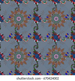 Seamless Floral Pattern in Vector illustration. On colorful background. Beautiful fabric pattern. Vector illustration.