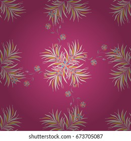 Seamless Floral Pattern in Vector illustration. Leaves on colorful background.