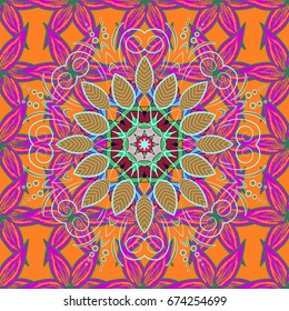 Seamless Floral Pattern in Vector illustration. Flowers on colorful background in watercolor style.