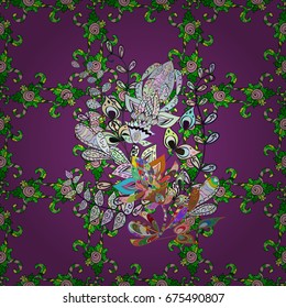 Seamless Floral Pattern in Vector illustration. Flowers on colored background.