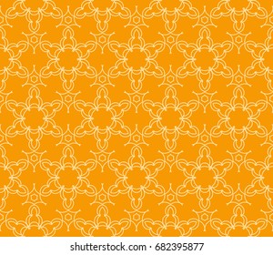 Seamless floral pattern. vector illustration. orange color. For design, wallpaper, background fills, fill, card, banner, flyer. Ethnic ornament