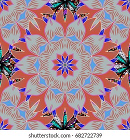 Seamless Floral Pattern in Vector illustration. Flowers on colored background.