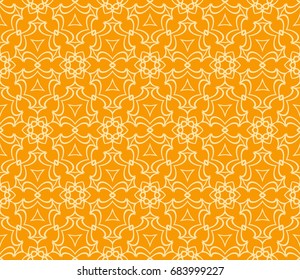 Seamless floral pattern. vector illustration. orange color. For design, wallpaper, background fills, fill, card, banner, flyer. Ethnic ornament