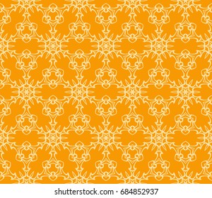 Seamless floral pattern. vector illustration. orange color. For design, wallpaper, background fills, fill, card, banner, flyer. Ethnic ornament