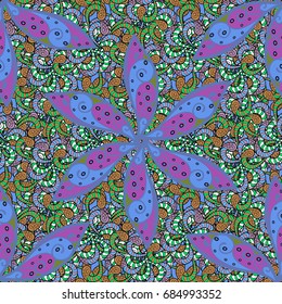 Seamless Floral Pattern in Vector illustration. Flat Flower Elements Design. Fancy fabric pattern. Colour Spring Theme seamless pattern Background.