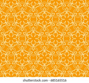Seamless floral pattern. vector illustration. orange color. For design, wallpaper, background fills, fill, card, banner, flyer. Ethnic ornament