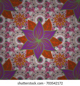 Seamless Floral Pattern in Vector illustration. Flowers on colorful background.