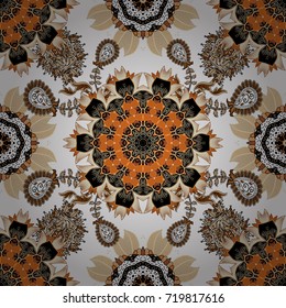 Seamless Floral Pattern in Vector illustration. Flowers on white, black and beige colors in watercolor style.