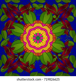Seamless Floral Pattern in Vector illustration. Colour Spring Theme seamless pattern Background. Flat Flower Elements Design. Fancy fabric pattern.