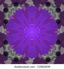 Seamless Floral Pattern in Vector illustration. Flowers on violet, purple and white colors in watercolor style.