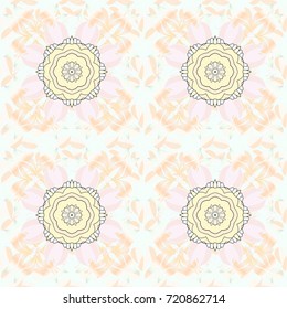 Seamless Floral Pattern in Vector illustration. Flowers on neutral, beige and black colors in watercolor style.