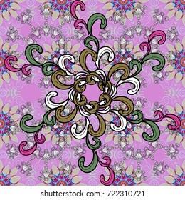 Seamless Floral Pattern in Vector illustration. On pink, neutral and black colors. Beautiful fabric pattern. Vector illustration.