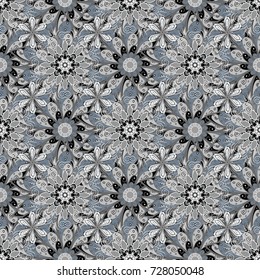 Seamless Floral Pattern in Vector illustration. On gray, neutral and white colors. Beautiful fabric pattern. Vector illustration.