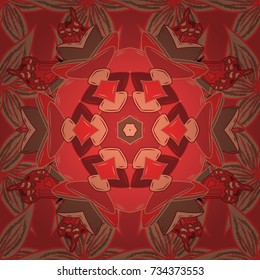 Seamless Floral Pattern in Vector illustration. Flowers on orange, red and brown colors.
