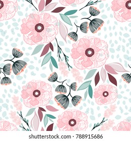 Seamless floral pattern vector illustration.
