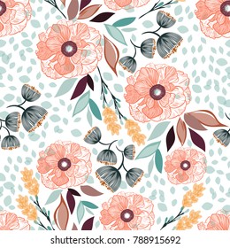 Seamless floral pattern vector illustration.