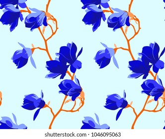 Seamless Floral Pattern in vector. Magnolia pattern