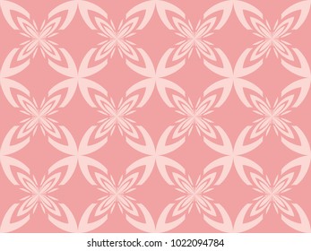 Seamless floral pattern vector. Mandala design light pink on pink. Design print for textile, fabric, wallpaper, tile, background. Set 21