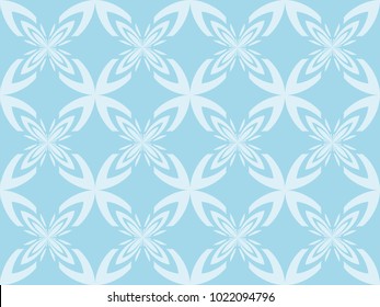 Seamless floral pattern vector. Mandala design light blue on blue. Design print for textile, fabric, wallpaper, tile, background. Set 22