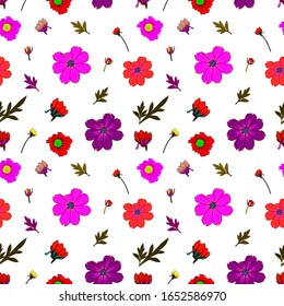 Seamless Floral Pattern in vector. The motif is inspired by flowers in Indonesia called ''kenikir flowers''. Great for t-shirts, pillows, fabrics, wallpapers, backgrounds and more.