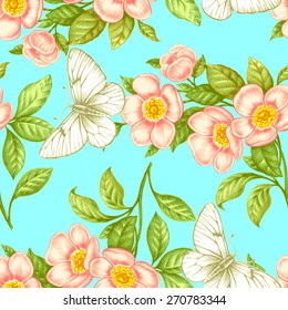 Seamless floral pattern. Vector. Peonies.