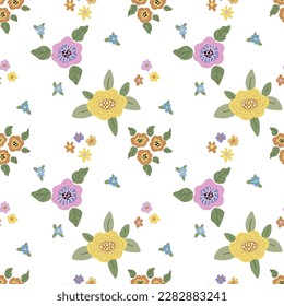Seamless floral pattern, vector, spring