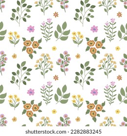 Seamless floral pattern, vector, spring