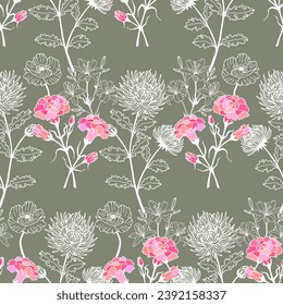 Patrón floral sin foco. Ilustración de material vectorial eps10.