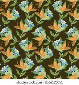 Patrón floral sin soldadura, fondo vectorial de flores repetidas, uso ilustrativo para textiles, papel pintado, telas de algodón, ropa, papel impreso, cubiertas, raspado, envoltura de regalo, proyecto, papel envolvente.